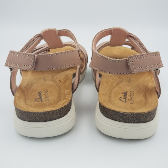 NWOT Clarks April Cove Sandals Blush Leather Cuir Beige Rose, Women's 9.5, SOFT! - Picture 7 of 13